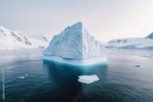 Majestic iceberg floating in Arctic waters with a rugged icy surface