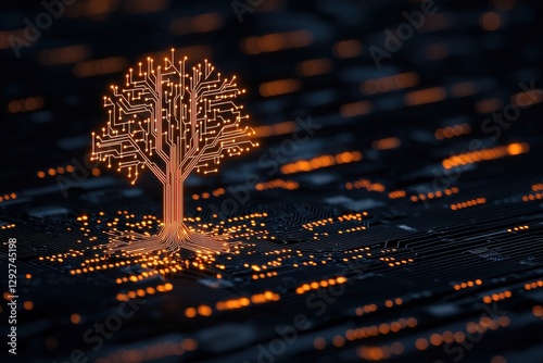 Digital growth of a financial tree in a tech environment circuit board branches emerge