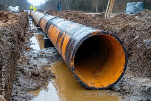 Wallpaper Mural Water system pipe failure replacing emergency lines detailed view selective focus blank space Torontodigital.ca
