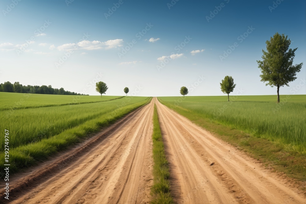 dirt road with two trees on either side of it dirt road with two trees on either side of it