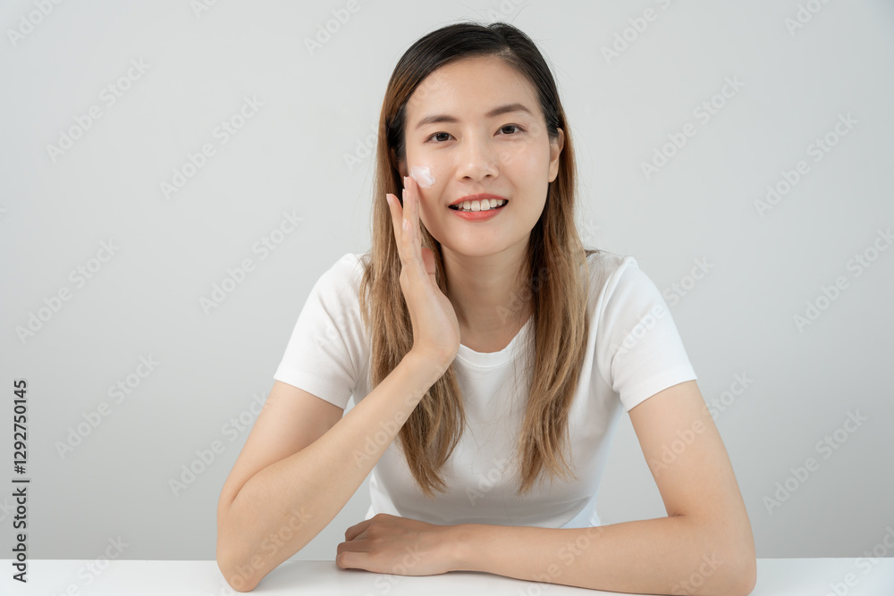 Young woman asian are worried about faces Dermatology and allergic to steroids in cosmetics. sensitive skin, red face from sunburn, acne, allergic to chemicals, rash on face. skin problems and beauty Young woman asian are worried about faces Dermatology and allergic to steroids in cosmetics. sensitive skin, red face from sunburn, acne, allergic to chemicals, rash on face. skin problems and beauty