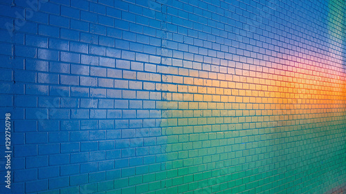 Colorful brick wall with gradient effect in modern design photo