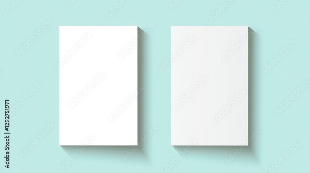 A white rectangular shape is set against two different color backgrounds, one light blue and the other mint green. The backgrounds should be simple yet elegant A white rectangular shape is set against two different color backgrounds, one light blue and the other mint green. The backgrounds should be simple yet elegant