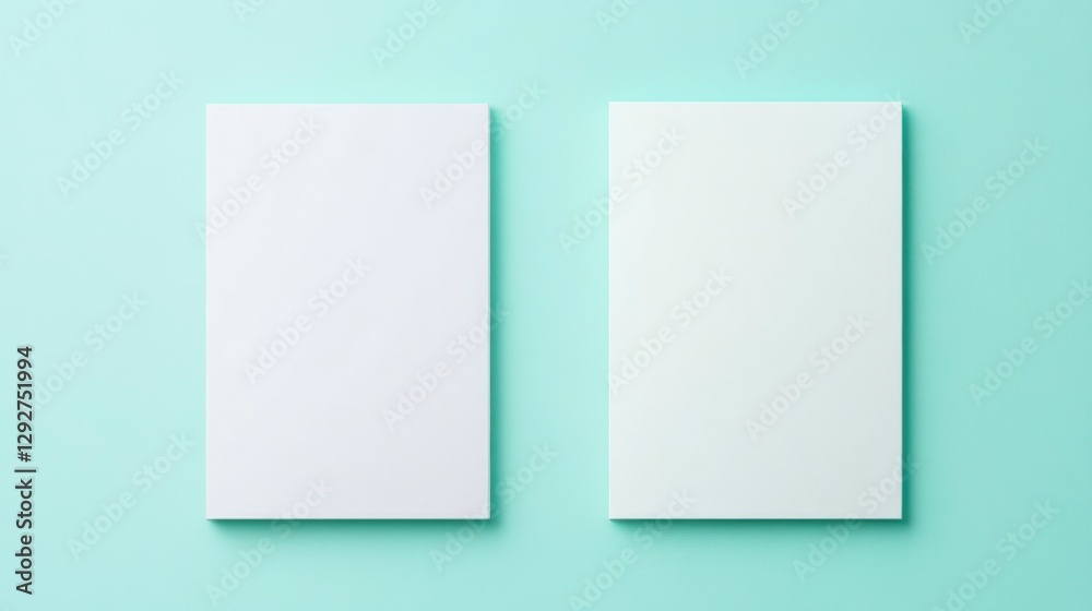 A white rectangular shape is set against two different color backgrounds, one light blue and the other mint green. The backgrounds should be simple yet elegant A white rectangular shape is set against two different color backgrounds, one light blue and the other mint green. The backgrounds should be simple yet elegant