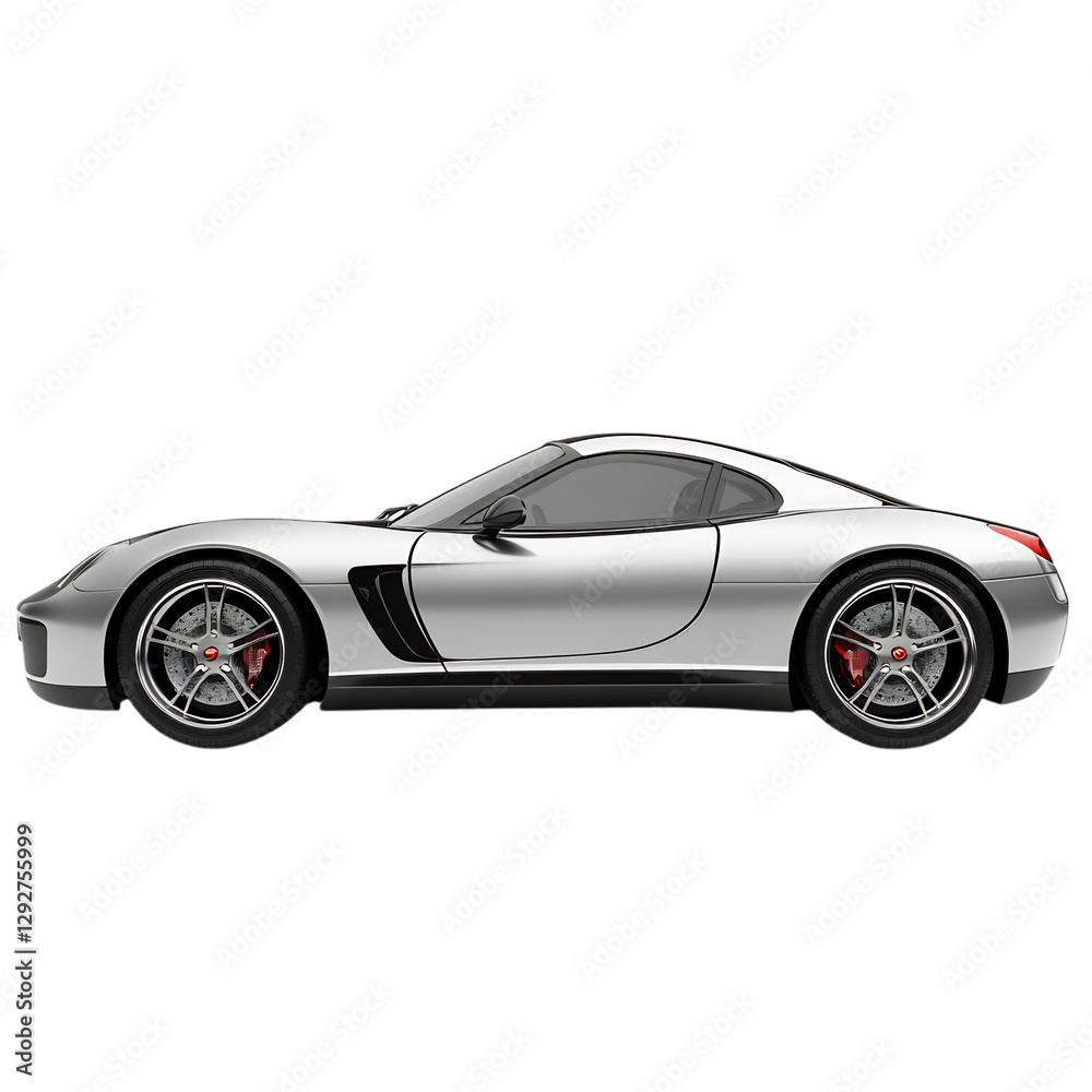 Sleek Silver Sports Car Isolated on Transparent Background Sleek Silver Sports Car Isolated on Transparent Background