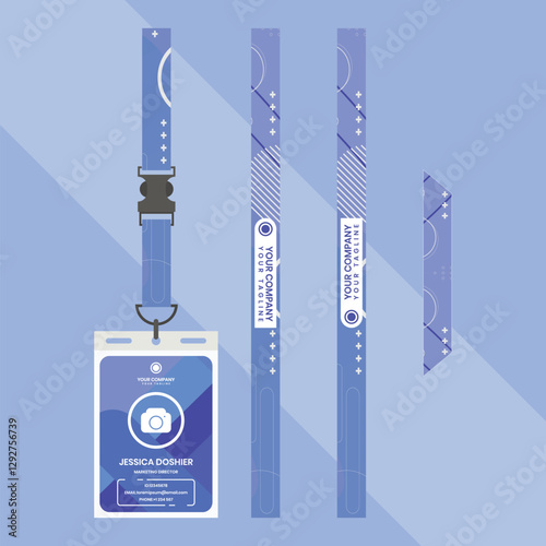 blue modern id card lanyard