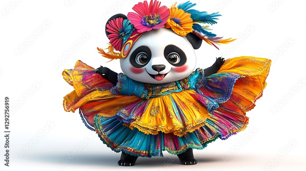 Panda dance celebration colorful fiesta animated character studio fun