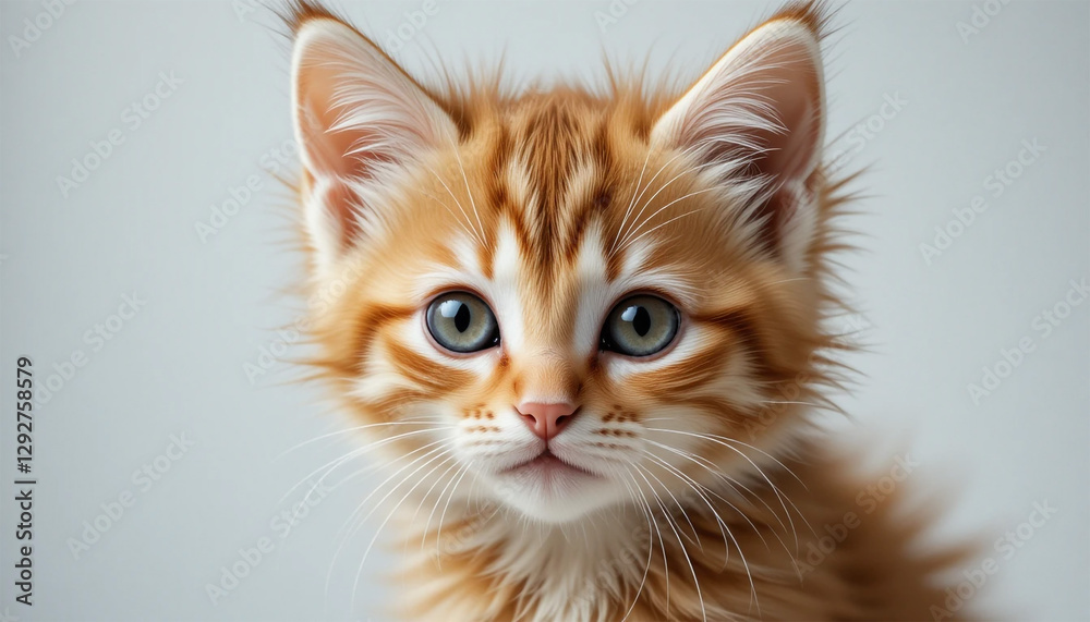 portrait of a cat, Kitten with Blue Eyes on Wooden Surface portrait of a cat, Kitten with Blue Eyes on Wooden Surface
