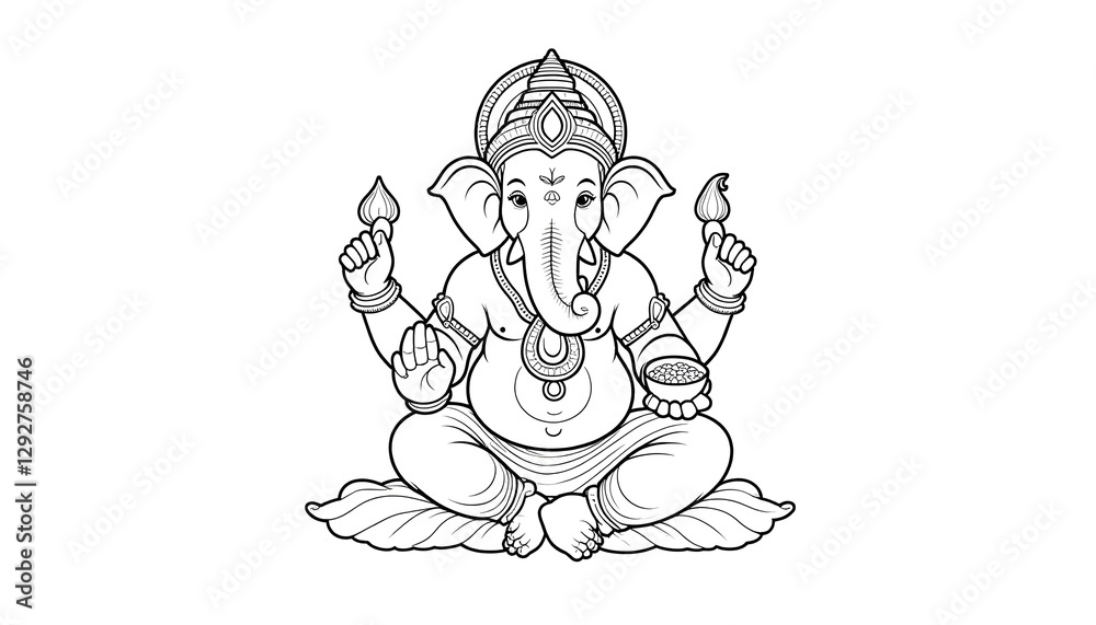 Obraz premium vector illustration of a ganesha