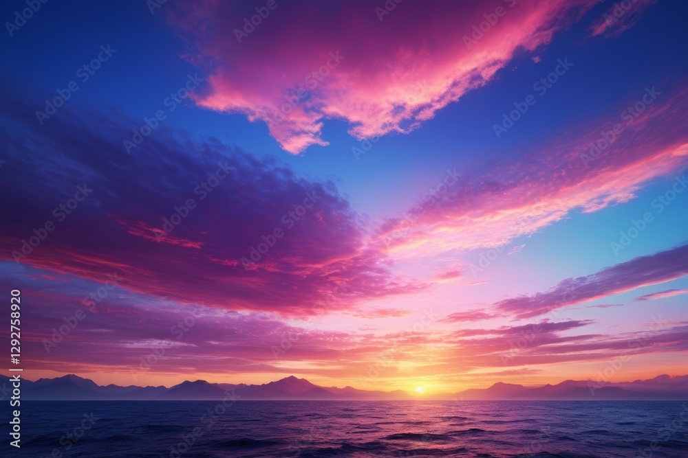 Fototapeta premium arafed sky with a pink and blue sunset over the ocean