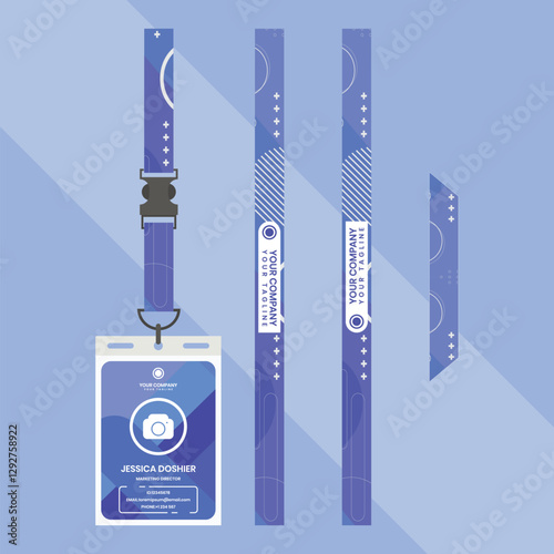 blue modern id card lanyard