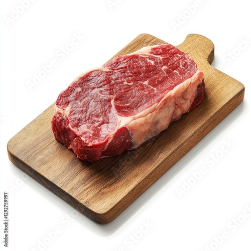 Fresh Ribeye Steak on Wooden Cutting Board