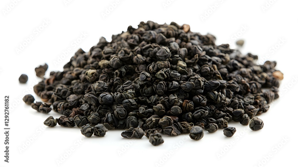 Heap of Chinese green tea on a white background Heap of Chinese green tea on a white background
