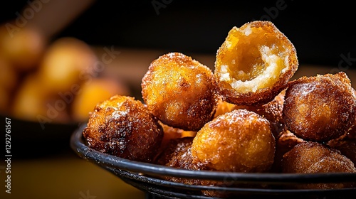 Delicious congolese mikate dough balls street food urban market vibrant atmosphere close-up culinary delight