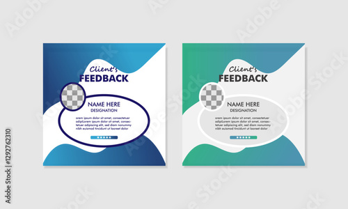 Client or customer feedback and review or testimonial template design simple and professional for social media post