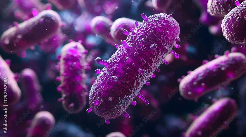 Microscopic 3D Render of Purple Bacteria Microscopic 3D Render of Purple Bacteria
