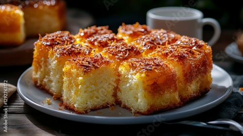 Delicious gabonese gateaux gabonais coconut cakes gabon food photography rustic kitchen close-up culinary delight