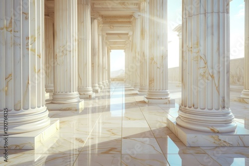 Ancient Greek Architecture with Pillars and a Classical Marble Interior for Showcasing a Product