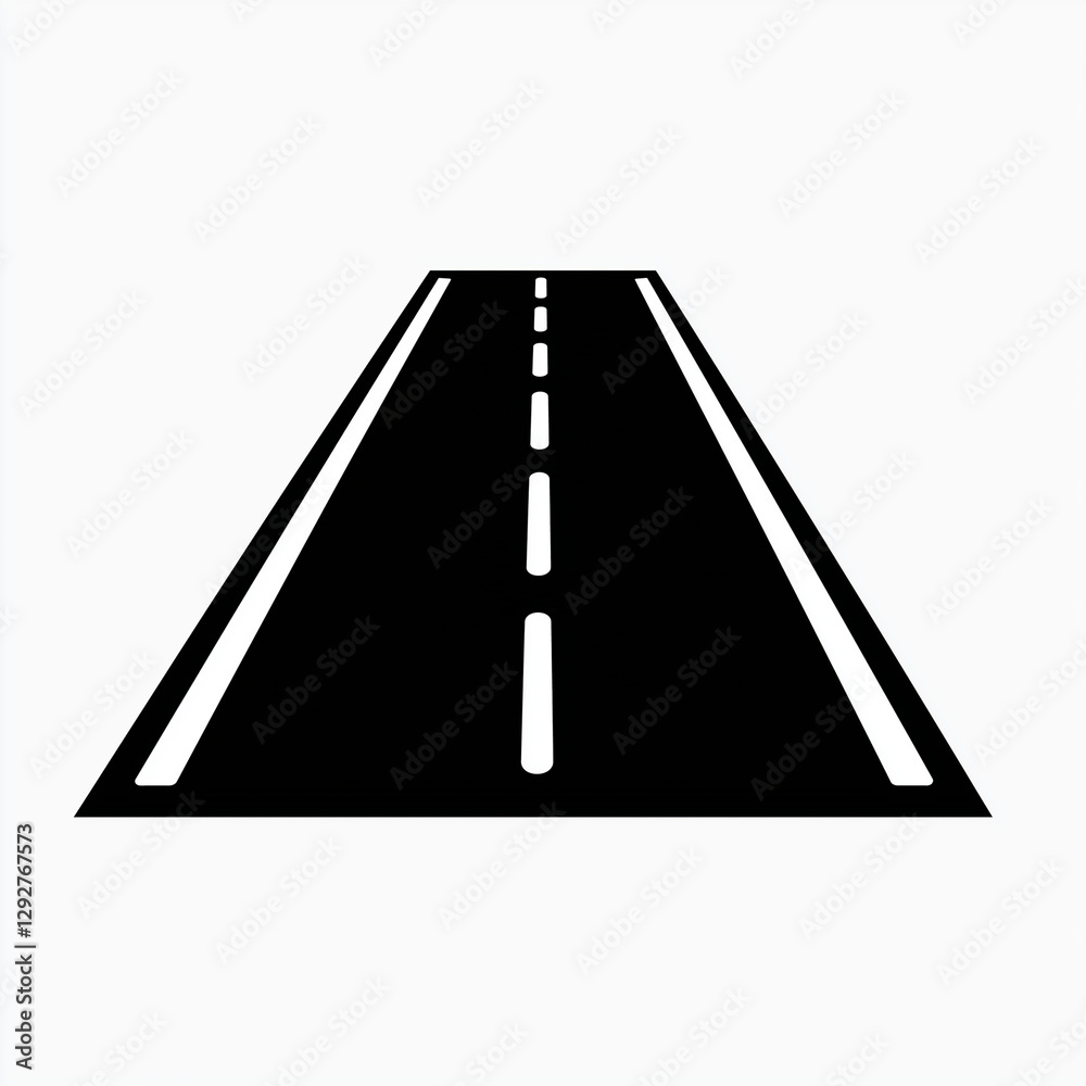 Road Icon Black Asphalt Highway with White Lines Perspective View Road Icon Black Asphalt Highway with White Lines Perspective View