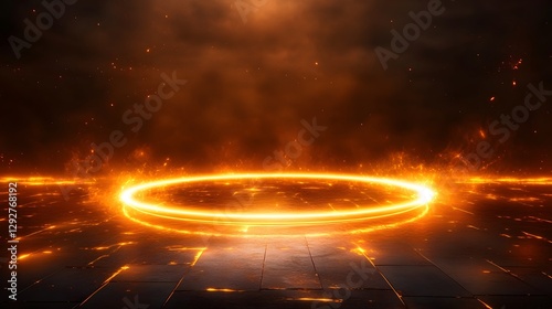 glowing orange circular beams with a dark core at the center photo