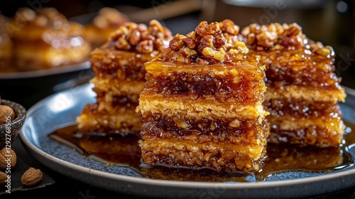 Gourmet libyan cuisine artistic closeup of zufra layers in culinary photography delight