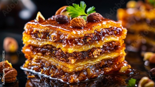 Closeup of libyan zufra delight libyan dessert food photography culinary art gourmet closeup sweet experience