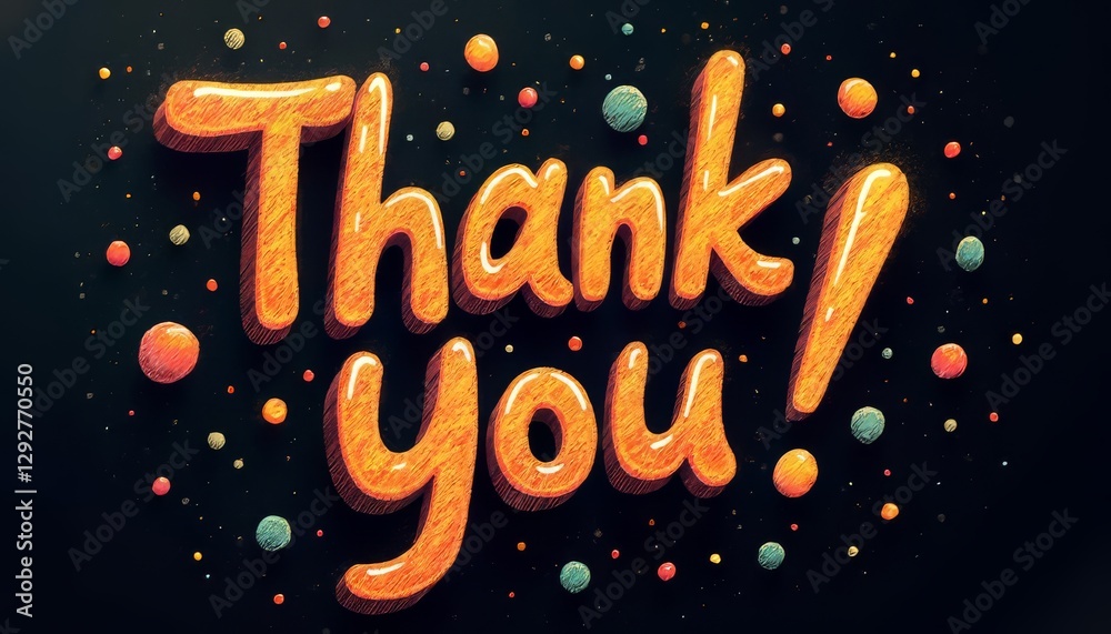 Handwritten Thank You Card Design with Colorful Dots Handwritten Thank You Card Design with Colorful Dots