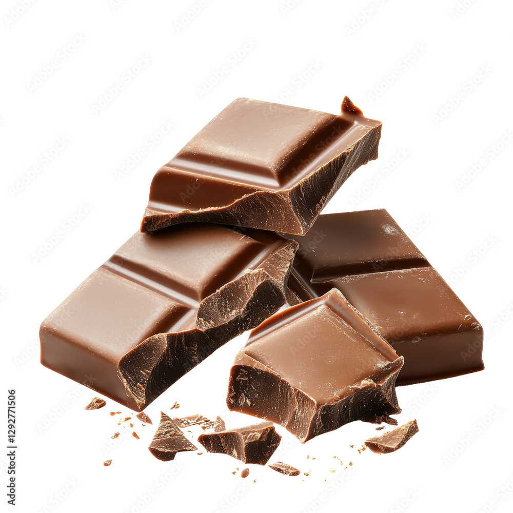 A tempting pile of rich dark chocolate pieces, perfect for baking, snacking, or indulging in sweet treats isolated on transparent background.. A tempting pile of rich dark chocolate pieces, perfect for baking, snacking, or indulging in sweet treats isolated on transparent background..