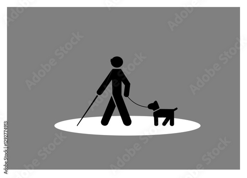 a sign of blind man with his dog