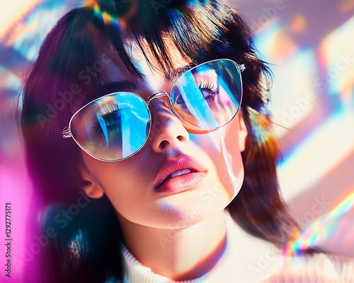 Prismatic Lens Photo Effect Mockup.