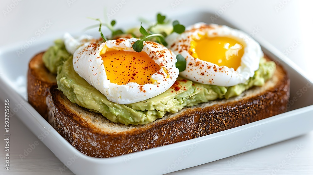 Gourmet Avocado Toast on White Dish Gourmet Avocado Toast on White Dish