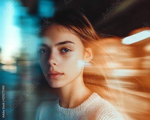 Blurred Motion Photo Effect Mockup.