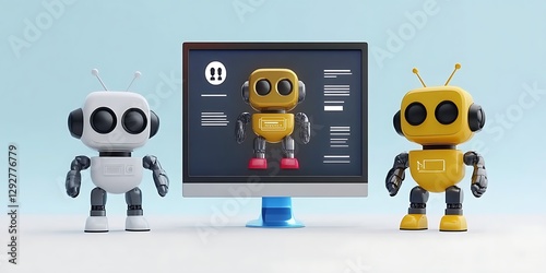 Generative AI tool. Prompt engineering or AI image creation technology. 3D chatbot creating image variations.