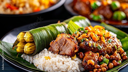 Delicious laotian khao tom mud closeup laos food photography vibrant kitchen culinary experience