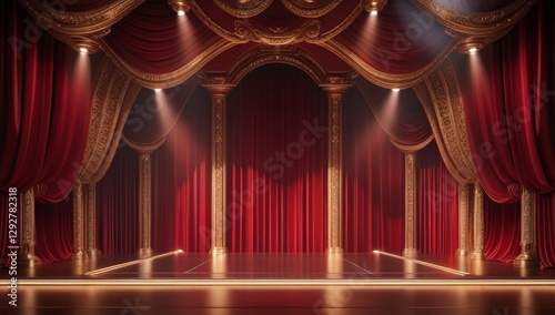 Red golden ceremony award stage venue background.