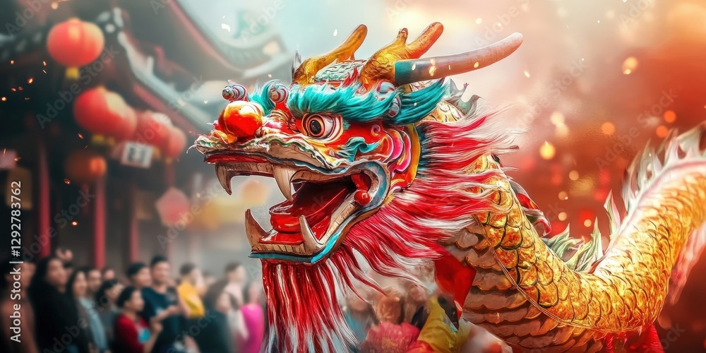 Fototapeta premium The dragon dance is a vibrant tradition celebrated during the Chinese New Year.