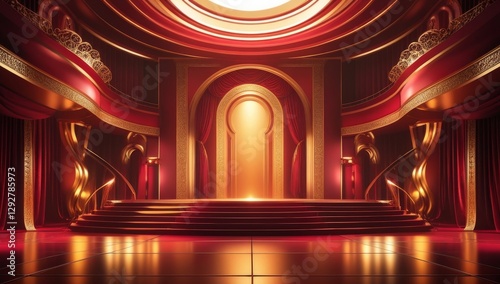 Red golden ceremony award stage venue background.