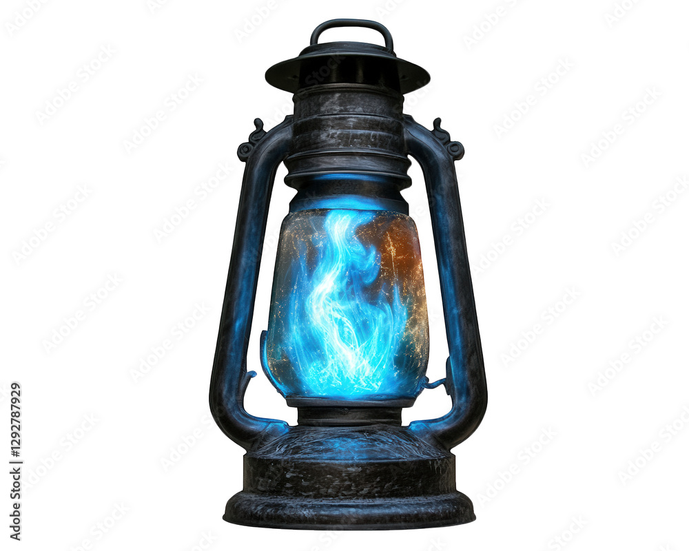 haunted lantern with eerie blue flame inside, casting mysterious glow. This captivating image evokes sense of wonder and intrigue haunted lantern with eerie blue flame inside, casting mysterious glow. This captivating image evokes sense of wonder and intrigue
