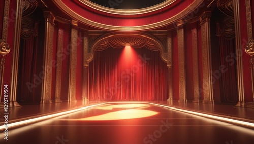 Red golden ceremony award stage venue background.
