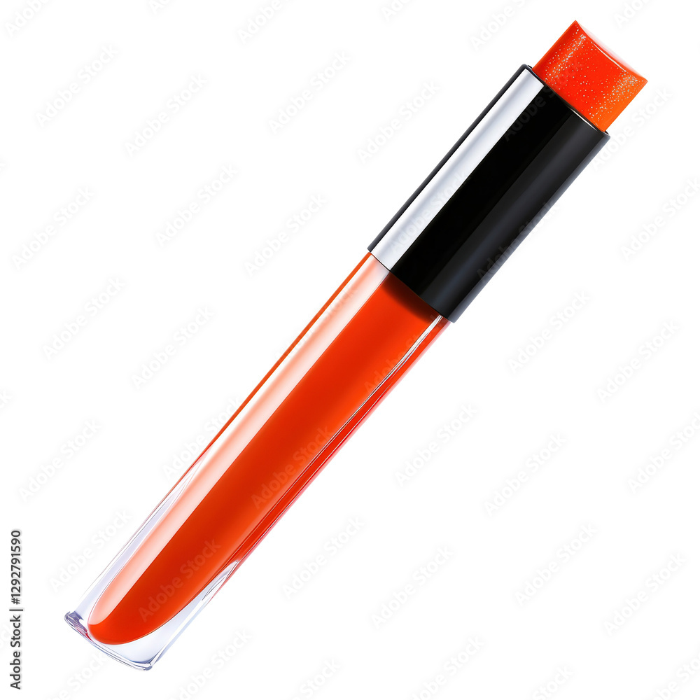 Close-up of stunning orange lip with glossy finish capturing the essence of beauty and glamour in a captivating way isolated on transparent background.. Close-up of stunning orange lip with glossy finish capturing the essence of beauty and glamour in a captivating way isolated on transparent background..