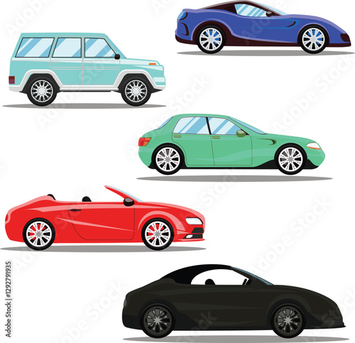 Collection of Multicolored 3D Modern Cars