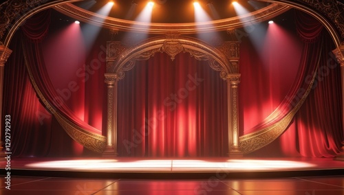 Red golden ceremony award stage venue background.