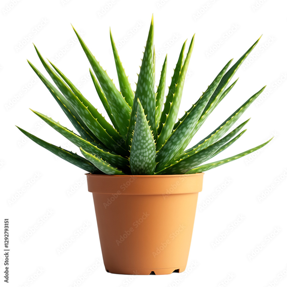 A Healthy Vibrant Potted Aloe Vera Plant Isolated on Transparent Background A Healthy Vibrant Potted Aloe Vera Plant Isolated on Transparent Background