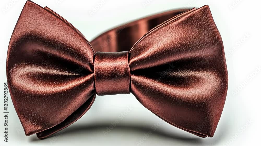 Elegant brown satin bow tie on a light background for formal occasions and stylish events Elegant brown satin bow tie on a light background for formal occasions and stylish events