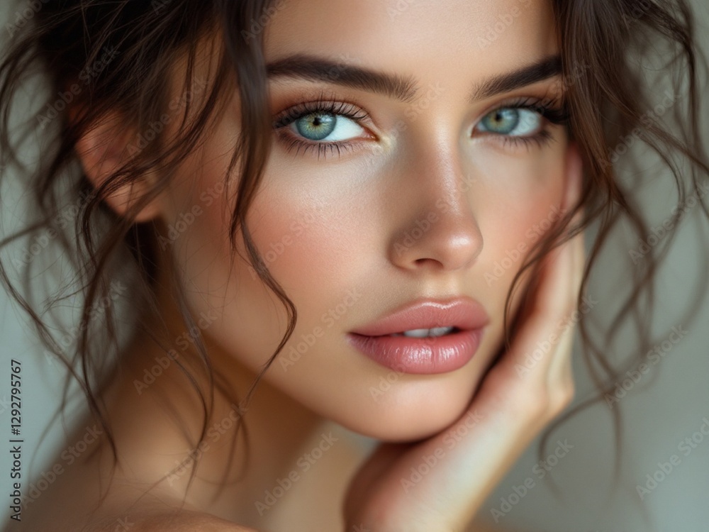 A young woman with flawless skin, her complexion glowing with a natural radiance, and delicate facial features that accentuate her unique charm. A young woman with flawless skin, her complexion glowing with a natural radiance, and delicate facial features that accentuate her unique charm.