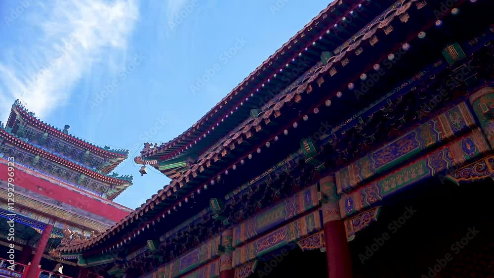 Explore the grandeur of Putuo Dzongshen Temple in Hebei Chengde with stunning architectural details against a clear sky Explore the grandeur of Putuo Dzongshen Temple in Hebei Chengde with stunning architectural details against a clear sky