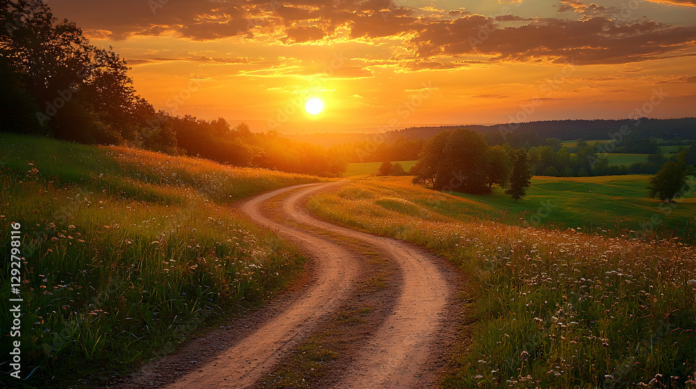 Sunset Country Road Landscape Photography Sunset Country Road Landscape Photography