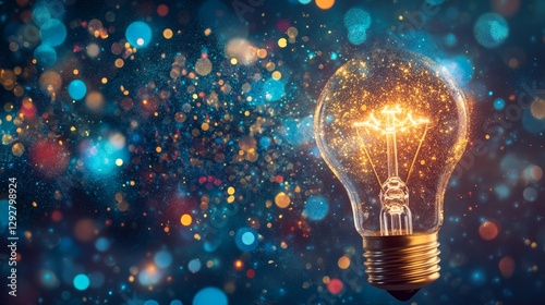 Illuminating inspiration a bright light bulb symbol creative workspace digital art minimalist environment forward-looking concept