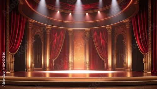 Red golden ceremony award stage venue background.