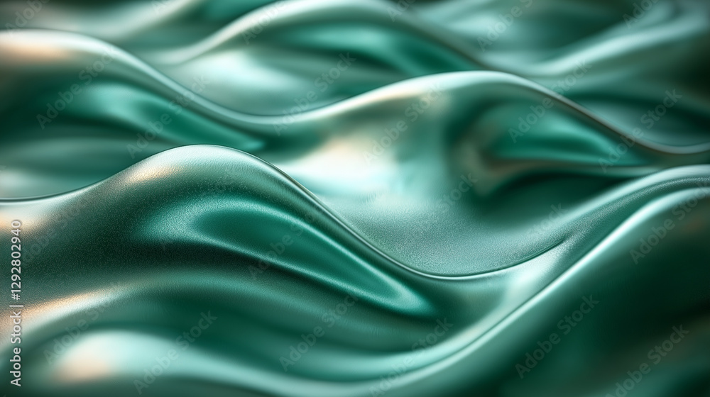 Obraz premium Shiny green liquid waves create a smooth, flowing texture. A modern and elegant abstract background for creativity.